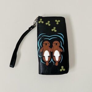 Black Wallet with Otter Design